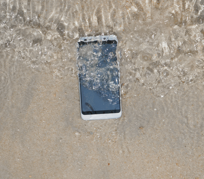 Water-damaged smartphone before professional repair at TT3 Repairs in Walmer, Port Elizabeth.